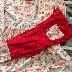 Festive Gingerbread Kids outfit Set - Red and White